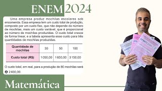 ENEM 2024  Uma empresa produz mochilas escolares sob encomenda Essa empresa tem um custo total de [upl. by Minny]