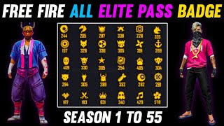 FREE FIRE ALL ELITE PASS BADGE  SEASON 1 TO 53 ALL ELITE PASS BADGE  FREE FIRE ELITE PASS BADGE [upl. by Nelyt]