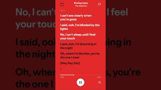 Blinding lights  the weekend spotify trending lyrics music starboy weekend fyp 4k shorts [upl. by Nesnej450]