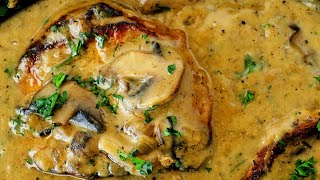 JUICY Smothered Pork Chops With CREAMY Mushroom Gravy 🥘 ONE Pan  30 Minutes [upl. by Lali]