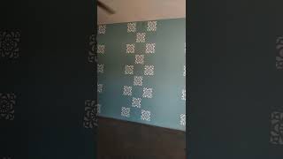 Wall stencil design art painting ytshorts shorts [upl. by Baalbeer]