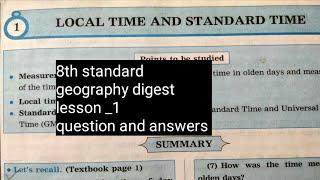 8th standard geography digest question and answers lesson no 1 LOCAL TIME AND STANDARD TIME 🔔8th [upl. by Anit]