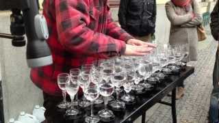 Street artist playing Hallelujah with crystal glasses [upl. by Drofdarb]