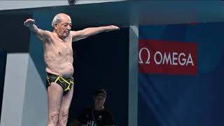 100yearold diver performs dive at the 2024 World Championships [upl. by Erret]