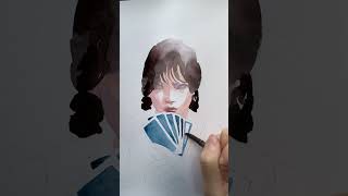 Process of Creating a Watercolor Portrait Girlhood [upl. by Ilrak]