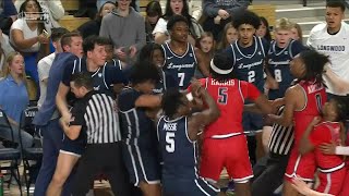 Multiple players ejected after heated scuffle between Radford and Longwood  ESPN College Basketball [upl. by Mikahs]