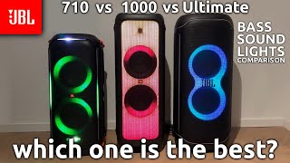 JBL Partybox 710 vs 1000 vs Ultimate  Bass Sound and Lights Comparison [upl. by Leksehc371]