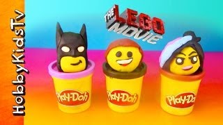 The LEGO Movie PLAYDOH Emmet and Batman Surprise Toy Eggs [upl. by Oretna429]