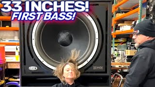 First BASS 🔊 MASSIVE 33quot Sub in a Massive Ported box Bench Tested  CRAZY OUTPUT Just 3000 Watts [upl. by Ahterahs]