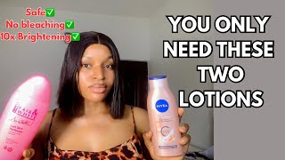 HOW TO USE TWO LOTIONS TO BRIGHTEN YOUR SKIN FOR A YOUTHFUL GLOWING SKIN  Using My personal Product [upl. by Colburn]