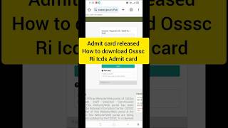 How To Download Osssc Ri Icds Admit Card 2024  Ri Admit Card Download Step By Step  admitcard yt [upl. by Haeli657]