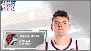 2024 NBA DRAFT Donovan Clingan  Portland Trail Blazers [upl. by Naggem87]