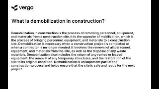 Demobilization in Construction Explained [upl. by Holcomb]