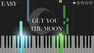 Kina  Get You The Moon  EASY TUTORIAL PIANO  MIDI [upl. by Alyak]