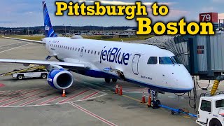 Full Flight JetBlue E190 Pittsburgh to Boston PITBOS [upl. by Eirellav]