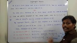 lagranges theorem  Lagranges theorem with example problem  lagranges theorem  group theory [upl. by Aseek]