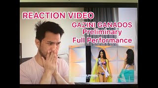 REACTION VIDEO TO MISS UNIVERSE PHILIPPINES GAZINI GANADOS PRELIMINARY FULL PERFORMANCE [upl. by Mich189]