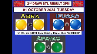 STL 2ND Draw 3PM Result STL Abra STL Ifugao STL Apayao 01 October 2024 TUESDAY [upl. by Braca855]