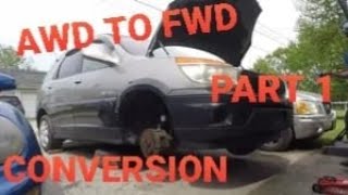 AWDFWD CONVERSION4T65E transmission removal 0207 BUICK RENDEZVOUS PART ONE [upl. by Artined9]