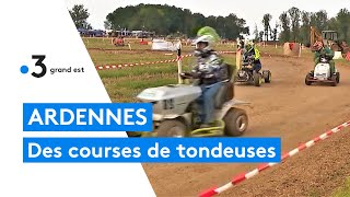 Une compétition de course de tracteurs tondeuses dans les Ardennes [upl. by Nisior703]