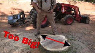 Cabin Build Part 4  TYM 2515 Removing Large Stump with PTO Stump Grinder [upl. by Vachell]