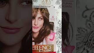 Loreal Excellence Hair Colour Cream Natural Brown 4lorealparis haircolor shorts [upl. by Eemia]