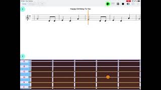 quotHappy Birthday To Youquot guitar notes  quotEasy Notequot app iOS amp Android  learn guitar app [upl. by Anhsirk697]