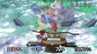 Super Smash Bros Matches  FreeForAll on Peach Castle Ness  Jigglypuff  Kirby  Yoshi [upl. by Atinaej]