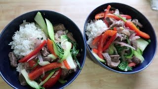 Hello Fresh  Weekly Meal Subscription Box Unboxing amp Making Beef Stir Fry [upl. by Negyam271]