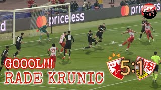 RADE KRUNIĆ GOL protiv Štutgarta  Crvena zvezda sa tribina [upl. by Taddeo]