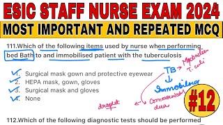 ESIC NURSING OFFICER EXAM PREPARATION  MOST IMPORTANT AND REPEATED MCQ  ESIC NURSING OFFICIALS MCQ [upl. by Llerrat]