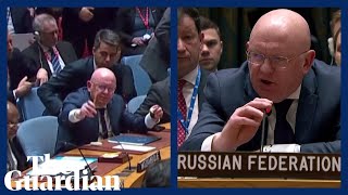 Russia interrupts minutes silence for victims of Ukraine war at UN security council meeting [upl. by Nereen]