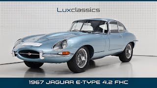 LUX CLASSICS 1967 OPALESCENT SILVER BLUE JAGUAR ETYPE S1 42 FHC RHD DRIVING SUPERBLY  SOLD [upl. by Thin]