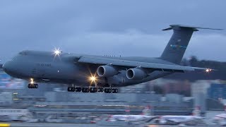 US Air Force Lockheed C5M SUPER GALAXY 840061 at Zurich Airport  4K [upl. by Salesin]