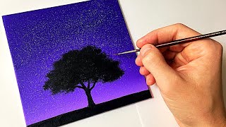 Easy Night Sky for Beginners  Acrylic Painting Tutorial Step by Step [upl. by Volney]