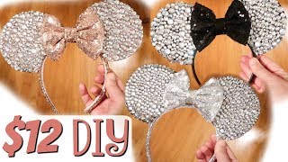 12 DIY GLAM MINNIE MOUSE EARS  How to Disney Ears [upl. by Nylesoj581]