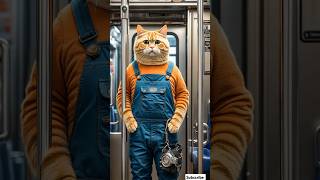 Machine cat go to working in the train 🚂 cat cute love catlover emotional motivation [upl. by Filippa569]