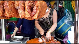 Very Crispy Woman with Excellent Skill in Cutting Roasted Pork  Vietnamese Street Food [upl. by Mell293]