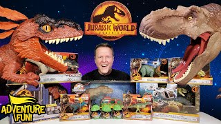 Jurassic World Dominion Dinosaur Toy Action Figures TRex amp Pyroraptor Toy Review AdventureFun [upl. by Annoif527]