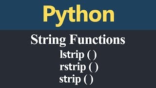 lstrip rstrip and strip String Function in Python Hindi [upl. by Ellered789]