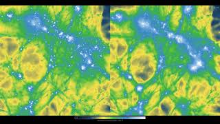 Illustris TNG Simulation of cosmos gas density evolution comparison with Illustris 1 [upl. by Neetsuj217]