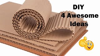 DIY  4 Awesome Cardboard Craft Ideas  Best out of waste [upl. by Cutlip]