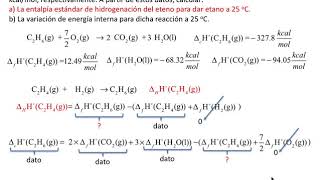 Ejercicio Uso de entalpías de formación y combustión para calcular la entalpía de una reacción dada [upl. by Nannarb625]