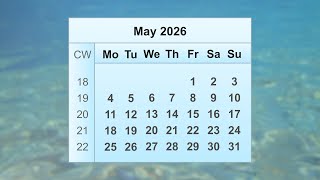 May 2026 Calendar [upl. by Uhthna]