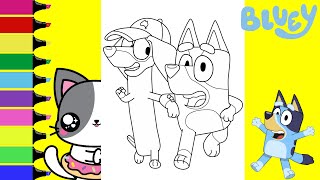 Coloring Bluey and Snickers Friends Coloring Book Pages  Sprinkled Donuts [upl. by Acnoib399]