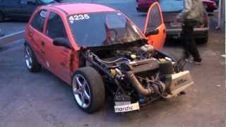 Spring burnout Opel corsa 991 dragracing SAAB engine NORDICTUNING [upl. by Ynneh184]