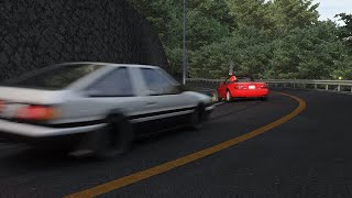 AE86 VS Miata on Akina Touge  Assetto corsa [upl. by Akenna]