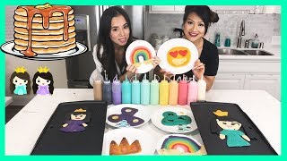 PANCAKE ART CHALLENGE Learn How To Make Fidget Spinner amp Emoji [upl. by Naerad]