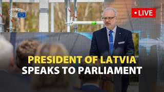 Latvian President Egils Levits addresses the European Parliament [upl. by Deyas]