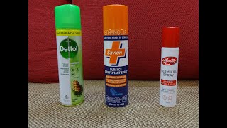 Top 3 Disinfectant Spray in India  Dettol Spray  Savlon Surface Spray  Lifebuoy Germ Kill Spray [upl. by Erelia]